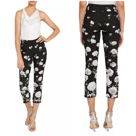 Alice+Olivia Slim Ankle Floral Black Cropped Classy Timeless Modest Pants W31” - Picture 2 of 14